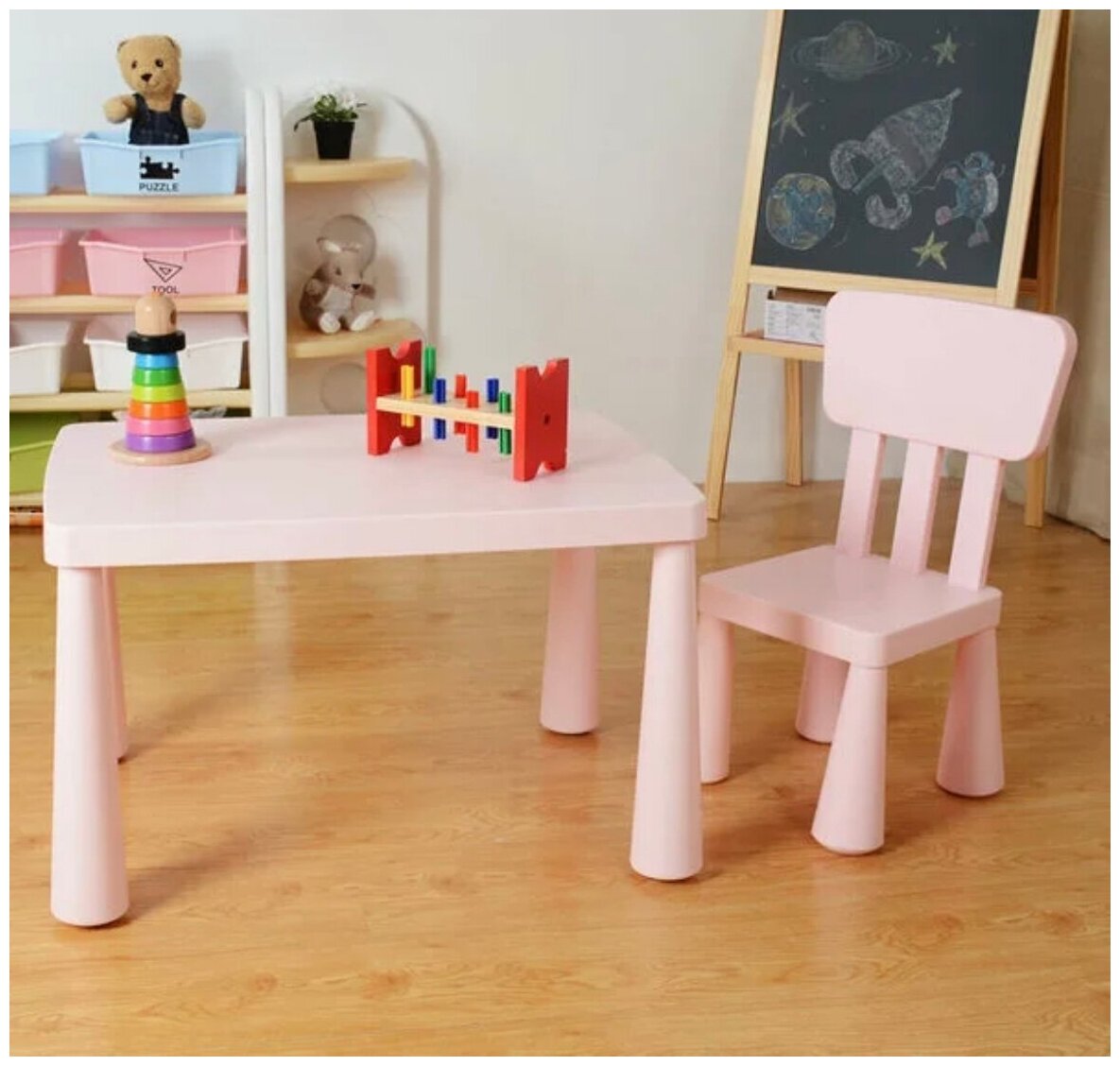 Комплект детский стол и стул, набор мебели для детской стол и стул , стульчик и столик для ребенка, розовый - фотография № 1