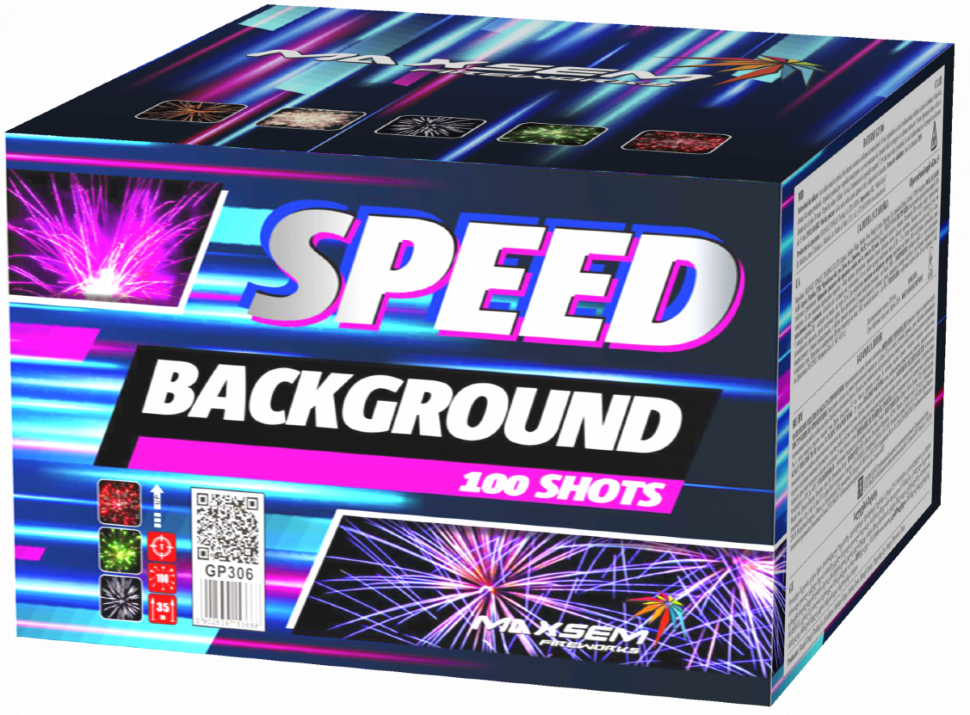 Салют + веер "Speed Background" 0.6"калибр,100 залпов,6 эффектов