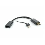Конвертер HDMI->DisplayPort, Cablexpert DSC-HDMI-DP, HD19M+USBxHD20F, черный - изображение