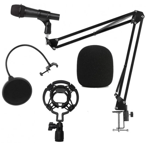 Настольная стойка для микрофона пантограф NB-3571 с держателем паук, поп-фильтром и ветрозащитой стойка пантограф nb 38 для микрофона черный