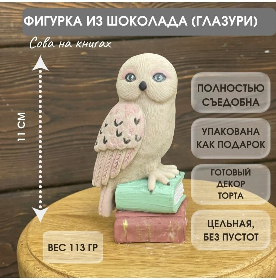 Фигурка из молочной глазури. Сова на книгах.