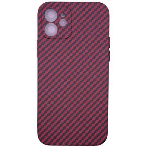 Чехол силиконовый LUXO для Apple iPhone 12, CARBON, красный
