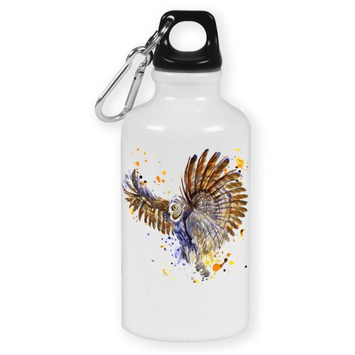 Бутылка с карабином CoolPodarok Краски. Летящая сова бутылка с карабином coolpodarok сова