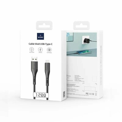 Кабель WIWU Vivid USB to Type-C cable 1.2m Black (G50) кабель mjwt2zm a usb c charge cable для блоков питания apple с разъемом usb type c oem