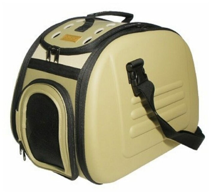 Ibiyaya складная сумка-переноска для собак и кошек до 6 кг бежевая - фотография № 8