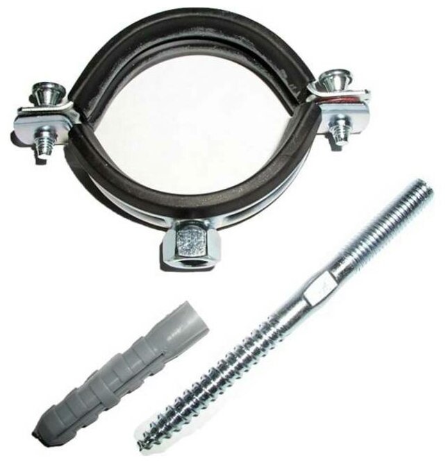 фото Хомут сантехнич. 2 (60-64 мм) со шпилькой и дюбелем