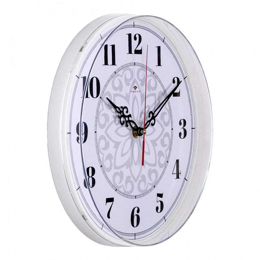 Часы настенные Рубин круглые d 25 см, основание белое "Узор" (2524-124)