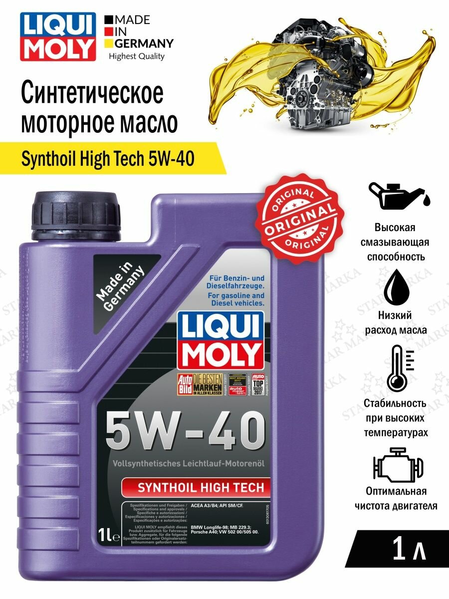 HC-синтетическое моторное масло LIQUI MOLY Synthoil High Tech 5W-40