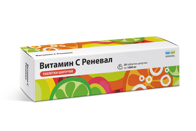 Витамин С Реневал, 1000 мг, 20 шт., 1 уп.