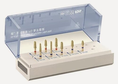 Изображение товара Набор боров Toboom FG 0908D для препарирования под вкладки/накладки (фарфора или драгоценных металлов), 8шт .