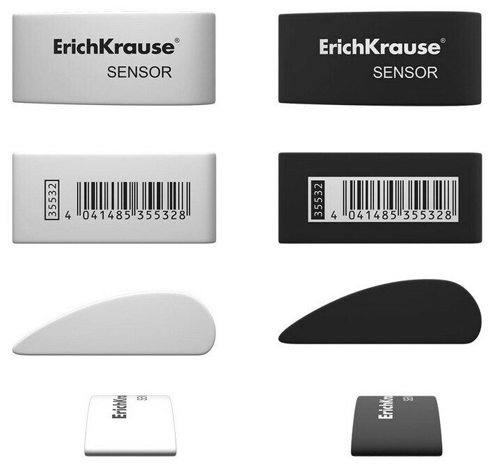 Ластик ErichKrause Sensor Black&Whitе (5 шт. в упаковке) — фото 1