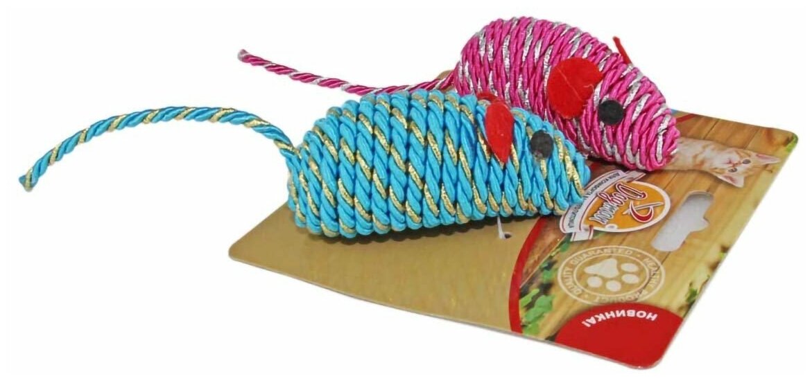 Мышка гремящая плетеная для кошек Dogman (2 шт 7 см цвета в ассортименте)