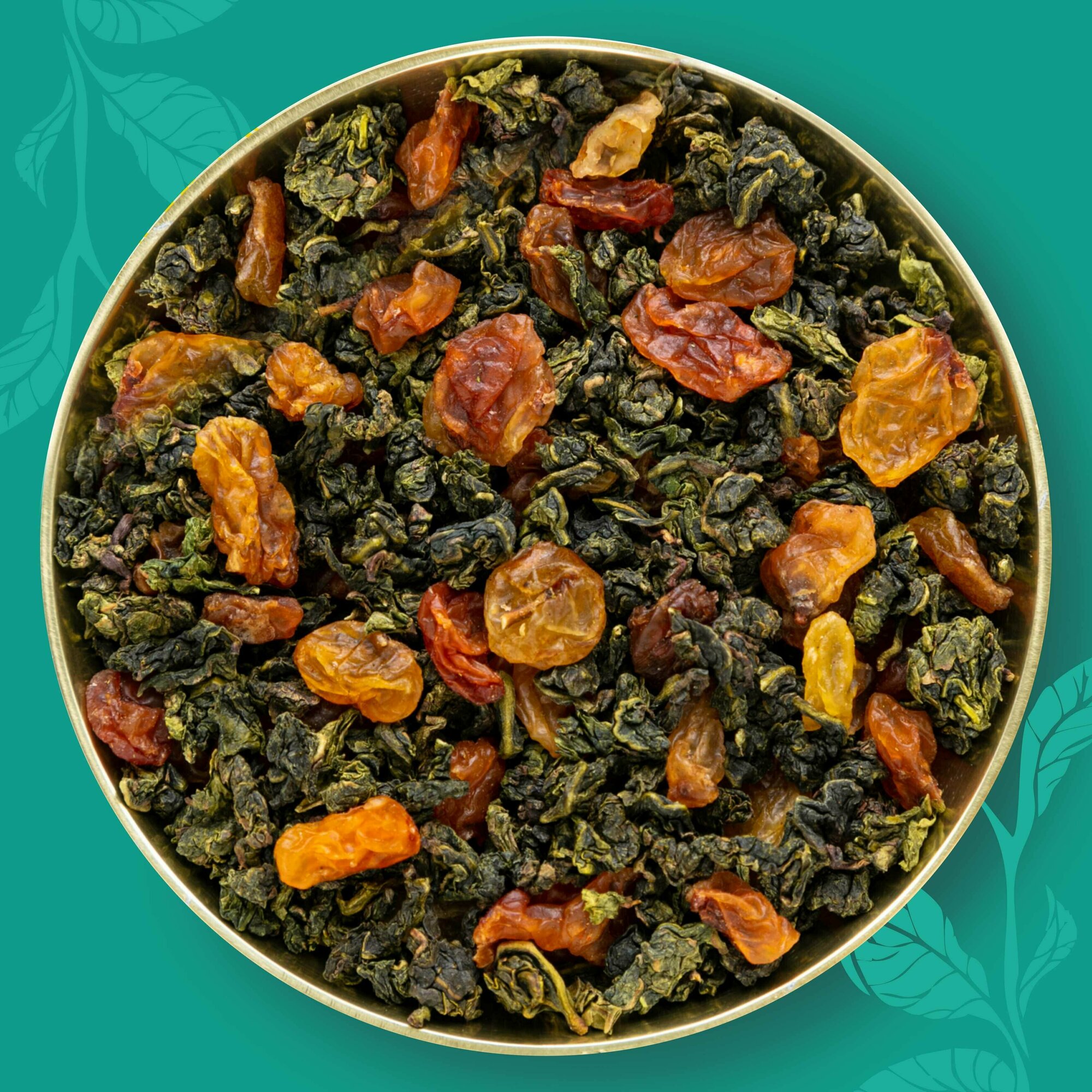 EMIR TEA Зеленый чай рассыпной листовой "Виноградный улун с кусочками фруктов" натуральный китайский, 100 гр.
