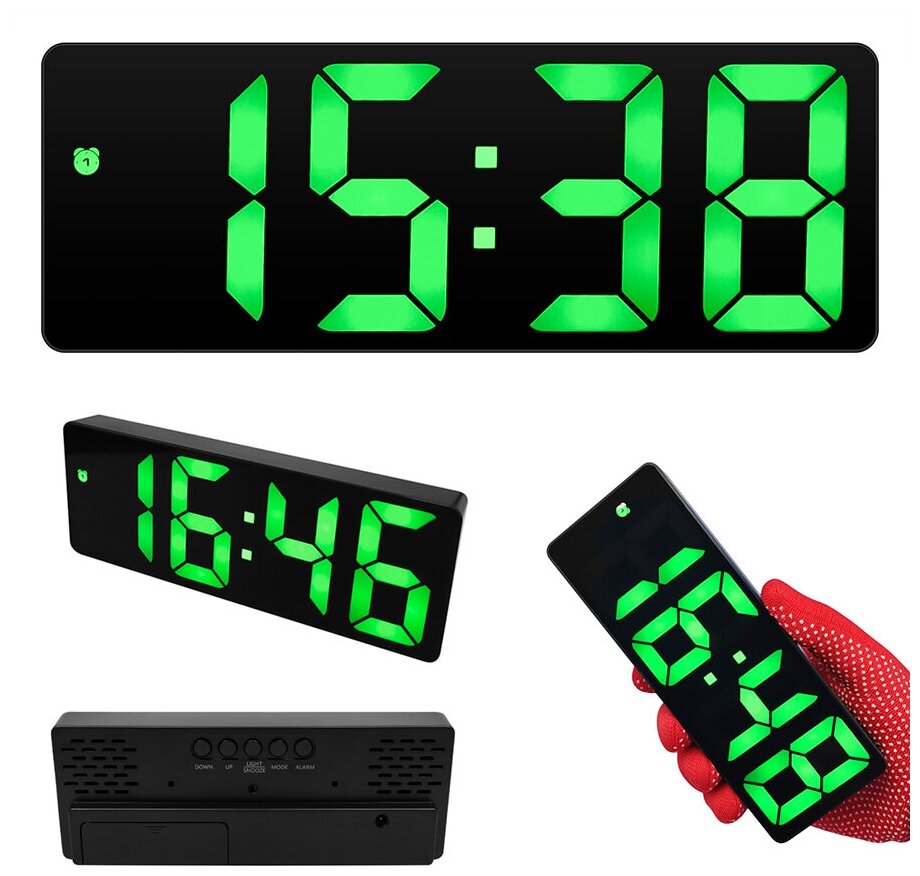 Часы электронные цифровые настольные с будильником, термометром и календарем x0712 ЧЗ