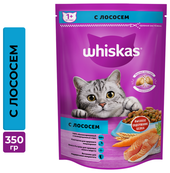 Whiskas Вкусные подушечки для кошек Лосось, 350 г. - фотография № 7