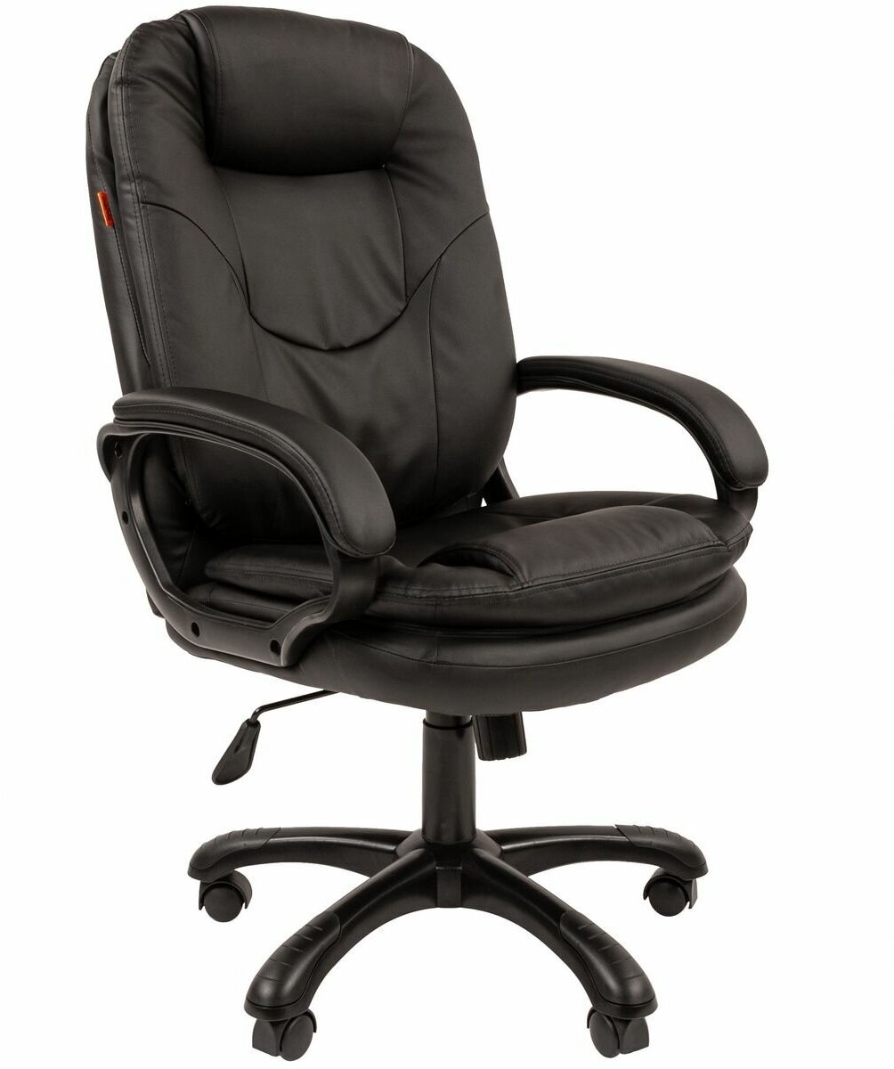Офисное кресло, кресло руководителя CHAIRMAN 668 в черном пластике, экокожа, черный - фотография № 1