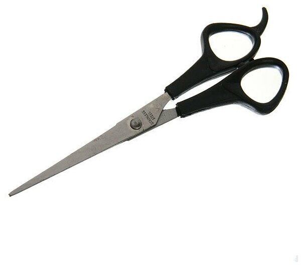Ножницы для стрижки волос прямые, ручки овальные пластик,17см