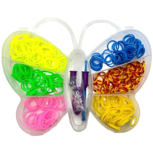 Набор для плетения браслетов. Цветные, двухцветные резиночки ассорти 
