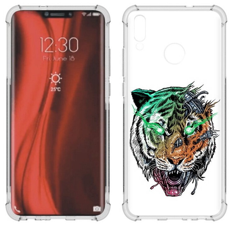 Чехол задняя-панель-накладка-бампер MyPads робо-тигр для Huawei Honor 8X (JSN-L21) 6.5 противоударный