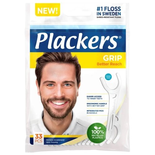 Флоссер Plackers Grip, 33 шт