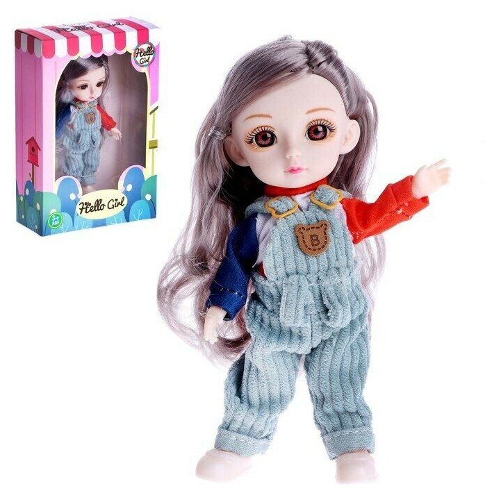 Кукла модная шарнирная Арина в комбинезоне