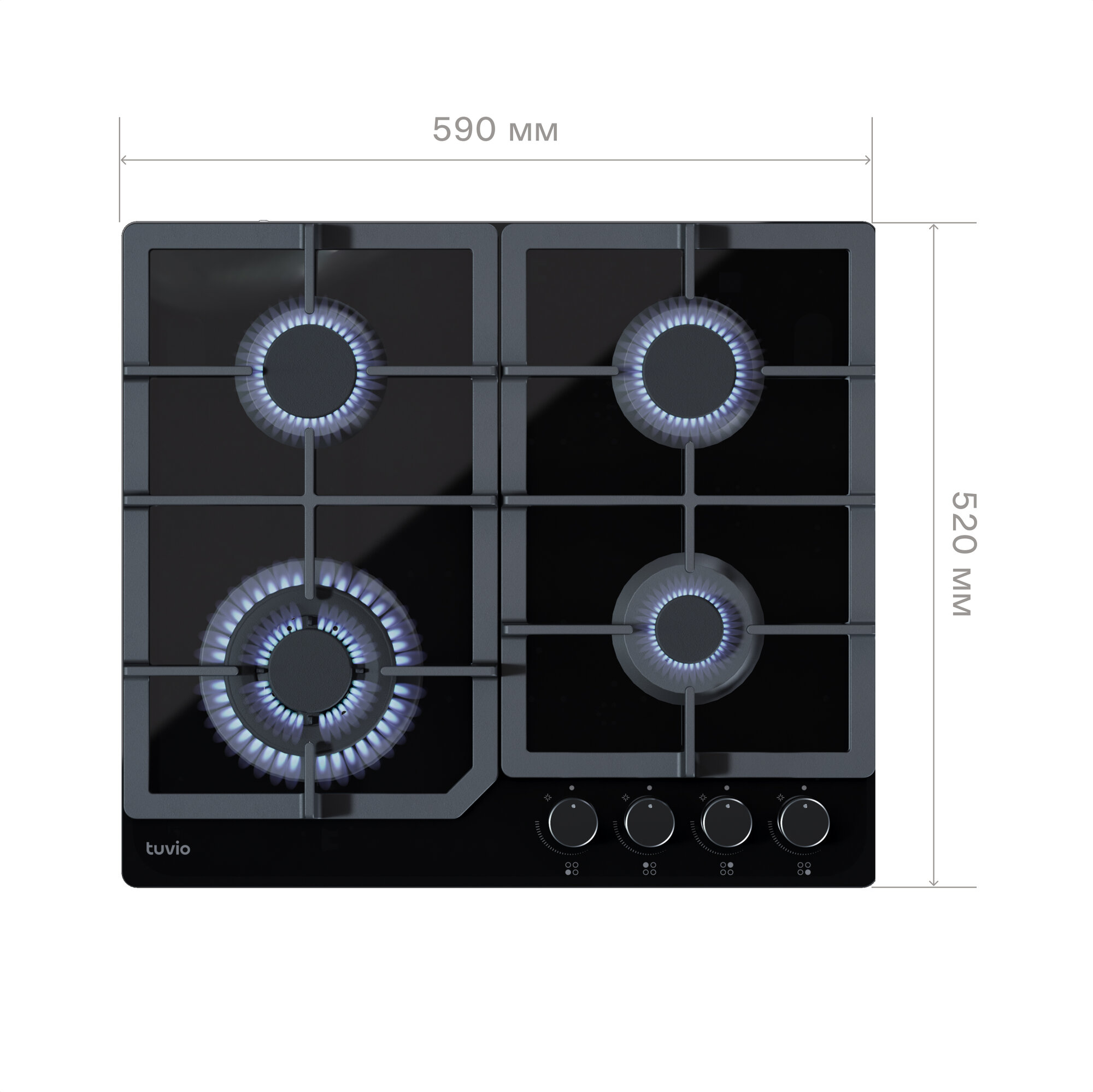 Газовая варочная панель Tuvio HGS68TBGB1 с WOK и газ-контролем - фотография № 7