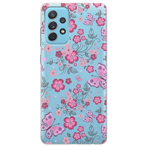фото Ультратонкий силиконовый чехол-накладка clearview 3d для samsung galaxy a72 с принтом "butterflies and flowers" gosso
