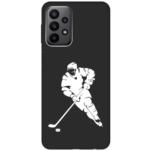 Матовый чехол Hockey W для Samsung Galaxy A23 4G / Самсунг А23 4Г с 3D эффектом черный