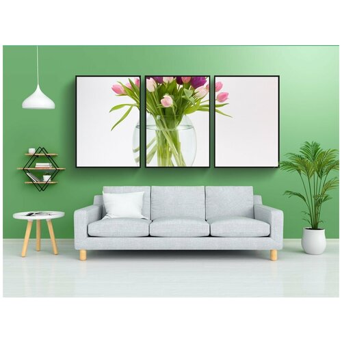 фото Набор модулных постеров для интерьера "тюльпан, букет тюльпанов, весенний цветок" 60x90 см. в тубусе, без рамки lotsprints