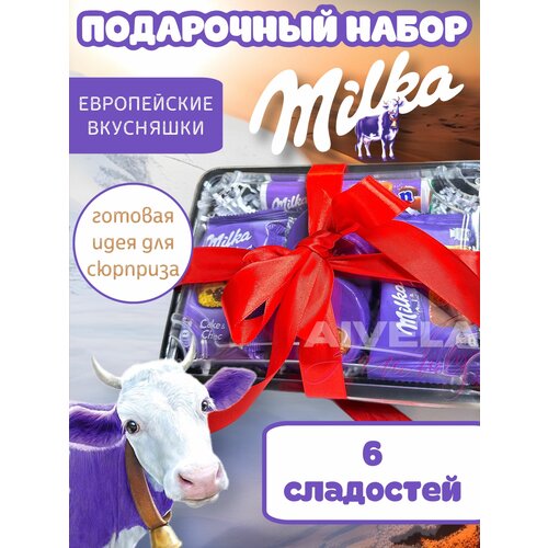 печенье milka choco cow cookies 120 г Подарочный набор Milka/ Милка сладкий бокс 6 вкусняшек ассорти