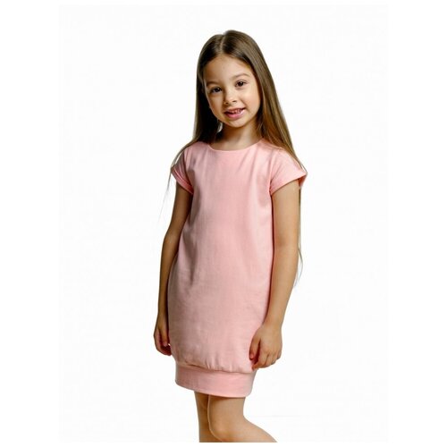 фото Платье mini maxi, деним, хлопок, трикотаж, однотонное, размер 98, розовый