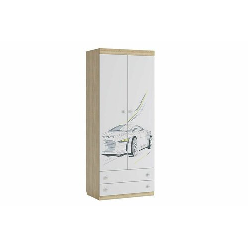 Шкаф комбинированный Мебельсон Форсаж (с ящ. 2-створчатый) Дуб сонома/белый