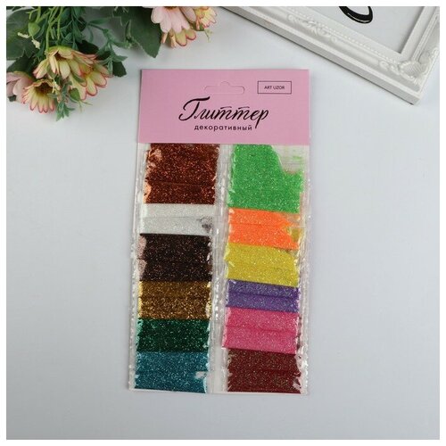 фото Глиттер для творчества "пудра неон" набор 24 пакета 1 пакет 2 гр 24,5х13 см mikimarket