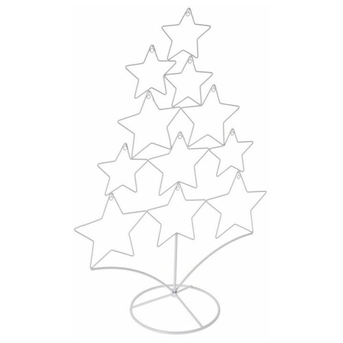 фото Подставка для украшений ёлочка из звёздочек, металл, белая, 42х18х60 см, koopman international aae318080