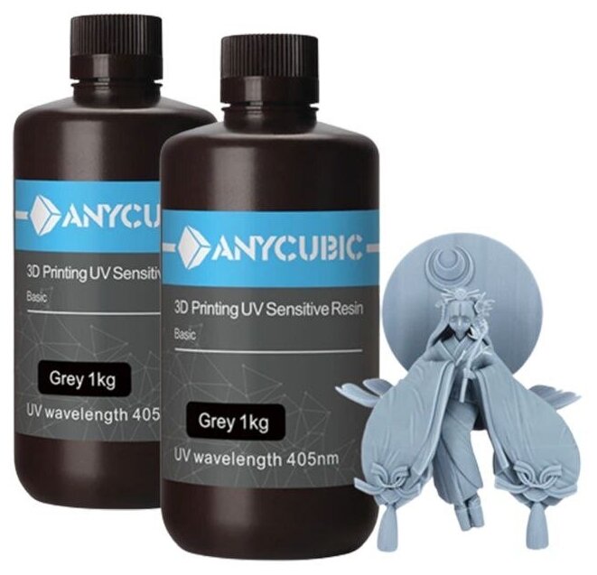 Фотополимерная смола Anycubic Basic UV Resin для 3D принтера 2 кг - Серая (grey) 2 литра