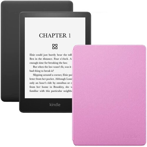 Электронная книга Amazon Kindle PaperWhite 2021 8Gb black Ad-Supported + фирменная обложка Кожа Lavender Haze