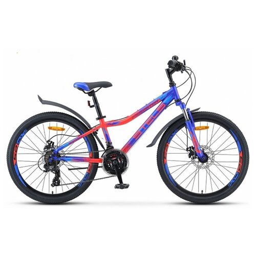 Велосипед Горный STELS Navigator 410 MD (24) синий/неоновый/красный, рама 12 велосипед 24 stels navigator 410 md v010 рама 12 синий неоновый красный