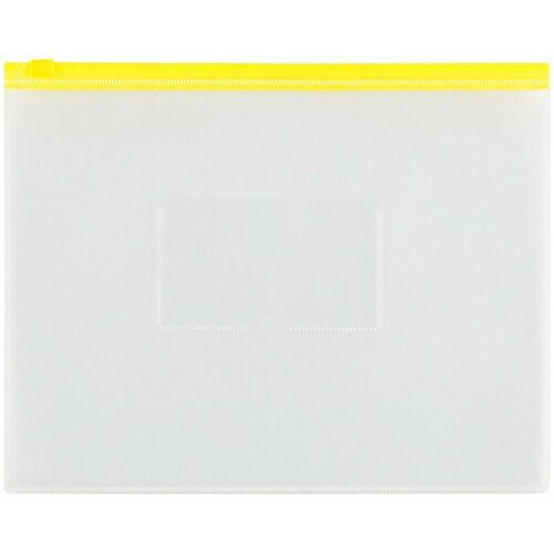 Папка-конверт на zip-молнии OfficeSpace А5, полипропилен, 150мкм, прозрачная, карман, молния желтая, 24 штук, 329765