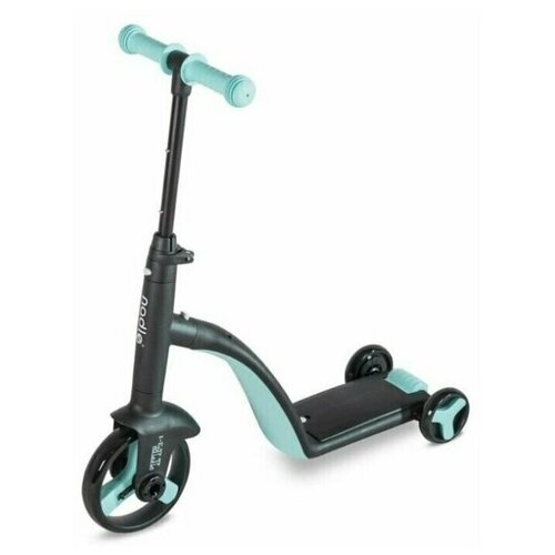 Детский самокат- беговел, трехколесный велосипед трансформер 3 в 1, голубой.