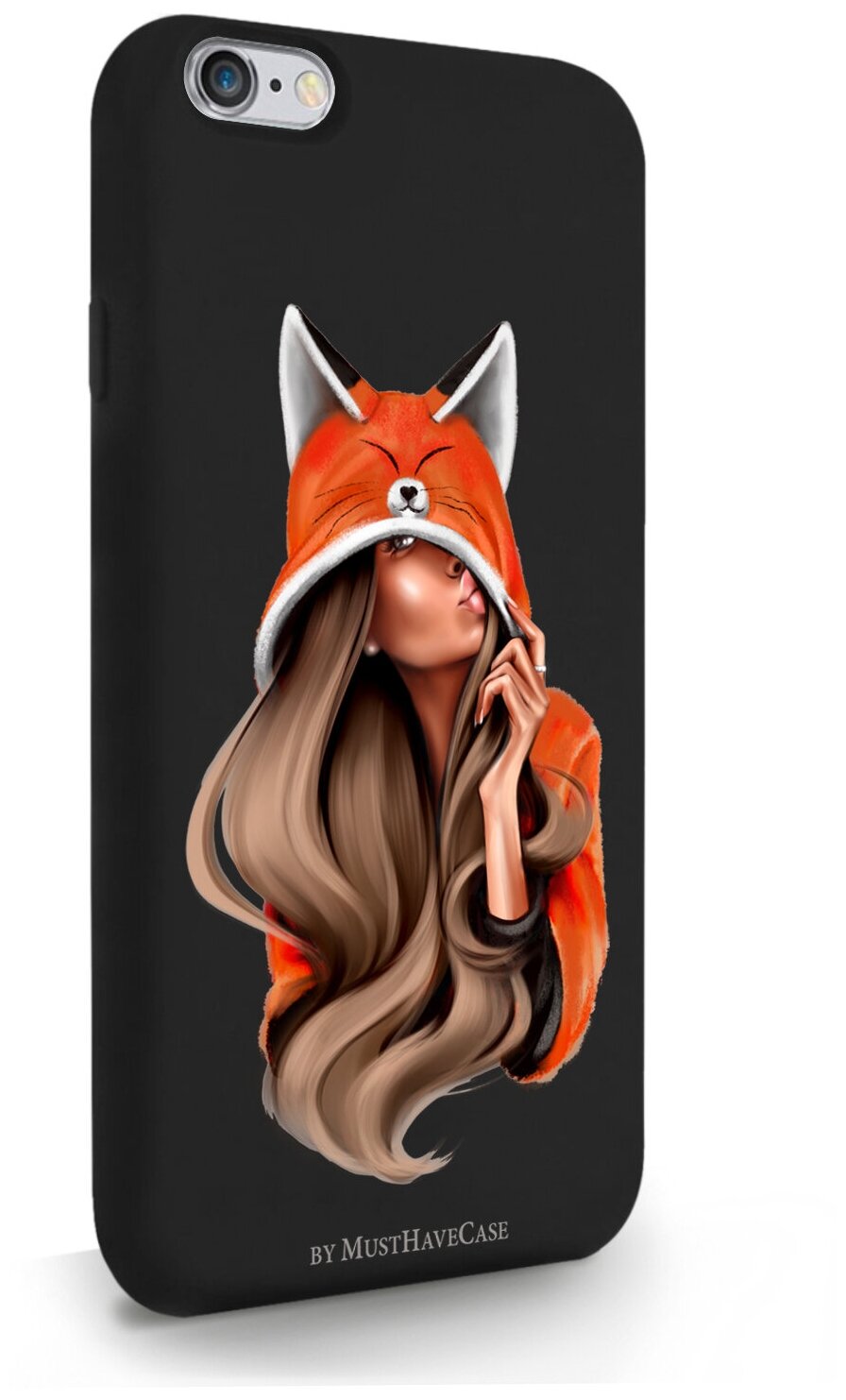 Черный силиконовый чехол MustHaveCase для iPhone 6/6s Foxy Girl/ Лисичка для Айфон 6/6с