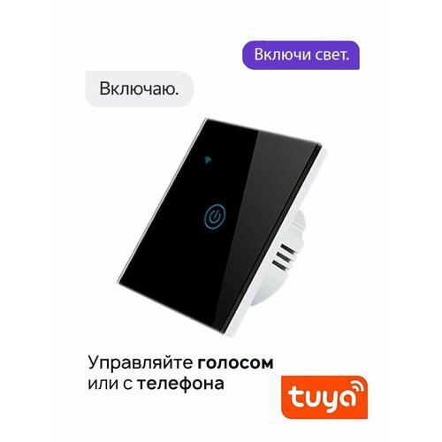 Умный выключатель Wi-Fi универсальный с нулем + конденсатор в комплекте одноклавишный