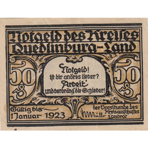 Германия (Веймарская Республика) Кведлинбург 50 пфеннигов 1921 г. (E) германия веймарская республика кведлинбург 50 пфеннигов 1921 г 1