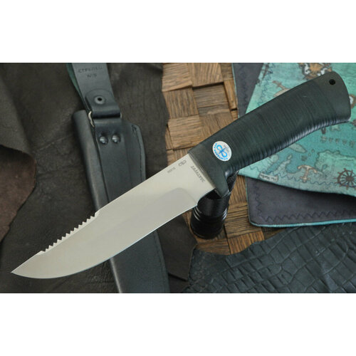 фото Нож с фиксированным клинком аир стрелец, сталь 95х18, рукоять черная кожа