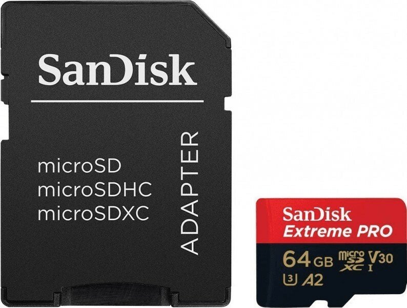 Карта памяти 64Gb MicroSD SanDisk Extreme Pro + SD адаптер (SDSQXCU-064-GN6MA)