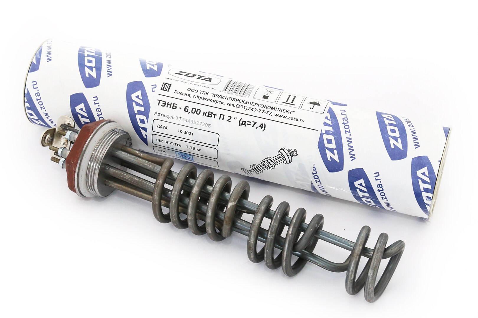 фото Зап. часть ZOTA ТЭНБ-6 кВт, нержавеющая сталь (2", d-7.4 мм) (запчасть)