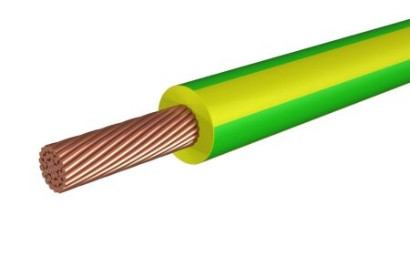 Провод пугвнг-ls (ПВ-3), 1х6мм2, 5 метров, Желто-зеленый