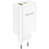 СЗУ BOROFONE BN10 Sunlight USB-C, 1xUSB, 3А, PD65W, QC3.0, GaN + USB-C кабель Type-C, 1 м (белый), шт BN10