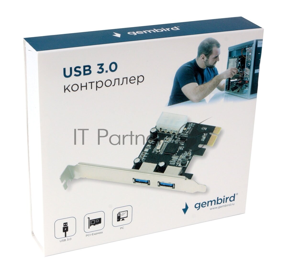 Контроллер USB Gembird SPCR-01, в PCI, порты: 2 внешних USB 3.0