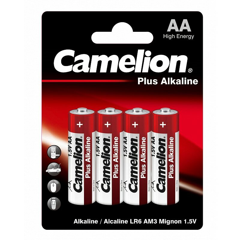 Camelion Plus Alkaline BL4 LR6 (LR6-BP4, пальчиковая батарейка АА 1.5В) (упак. 4 шт.), цена за 1 упак.