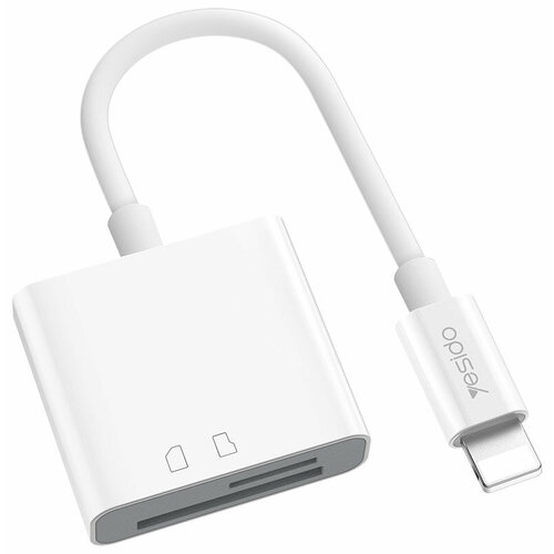 Переходник 8 pin - SD, TF Yesido GS11, круглый, силикон, цвет: белый